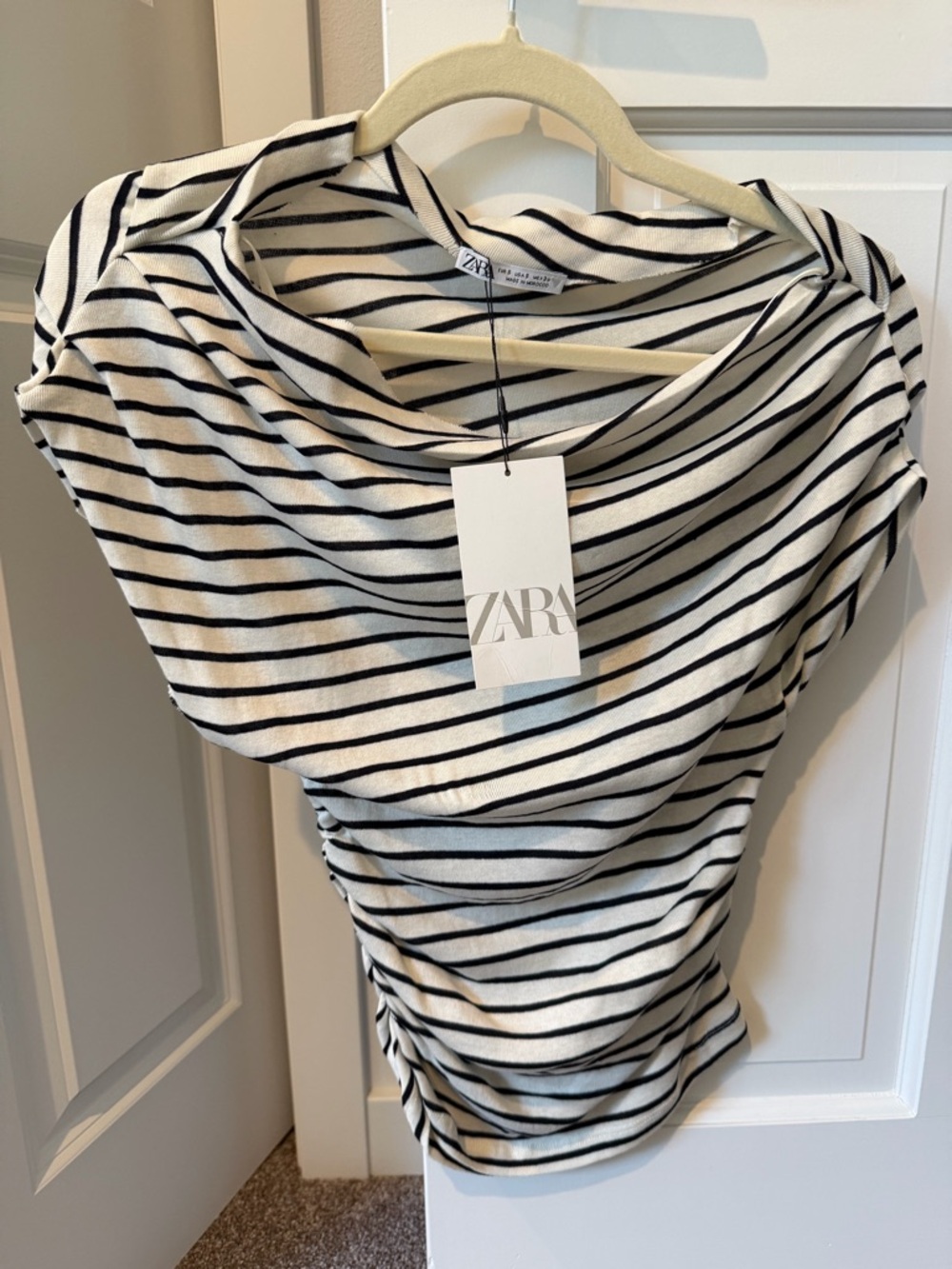 ZARA Black & White Striped Knit Top